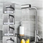 Grifo cocina extraíble Inox giratorio 360° gris acero