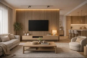 diseño de interiores con listones decorativos