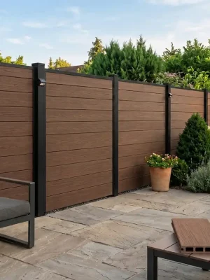 pack valla madera nogal wpc - Newdecoracion